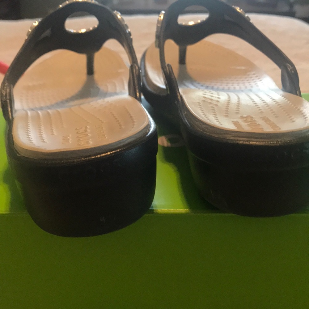 CROCS Black and Silver Women's Sandals - Picture 4 of 5
